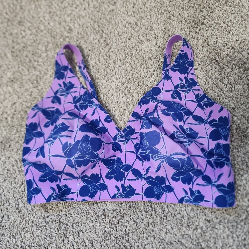Knix purple blue floral invisible wireless bra M++